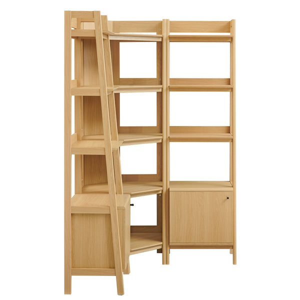 Modway Furniture Bixby 3-Piece Corner Bookshelf Set - Modern Space-Saving Storage with Open Shelves & Cabinets Oak EEI-7470-OAK