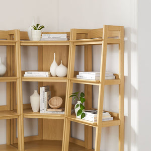 Modway Furniture Bixby 3-Piece Corner Bookshelf Set - Modern Space-Saving Storage with Open Shelves & Cabinets Oak EEI-7470-OAK