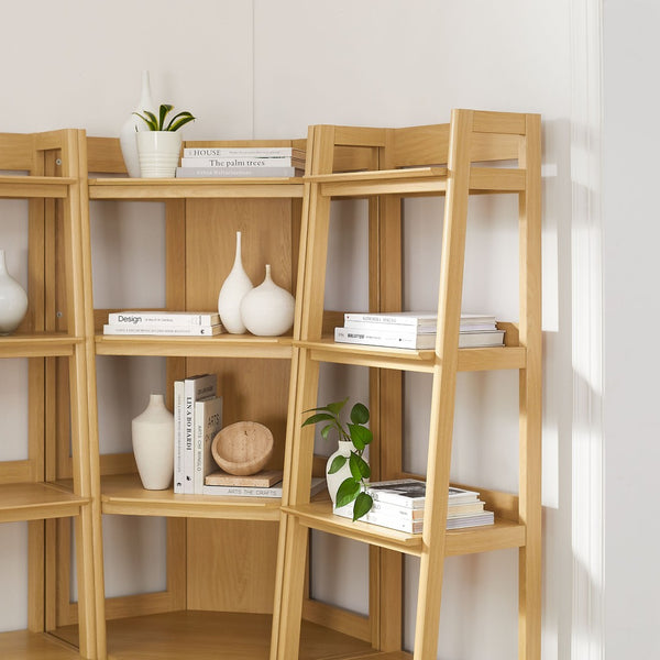 Modway Furniture Bixby 3-Piece Corner Bookshelf Set - Modern Space-Saving Storage with Open Shelves & Cabinets Oak EEI-7470-OAK