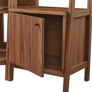 Modway Furniture Bixby 3-Piece Corner Bookshelf Set - Modern Space-Saving Storage with Open Shelves & Cabinets Walnut EEI-7470-WAL