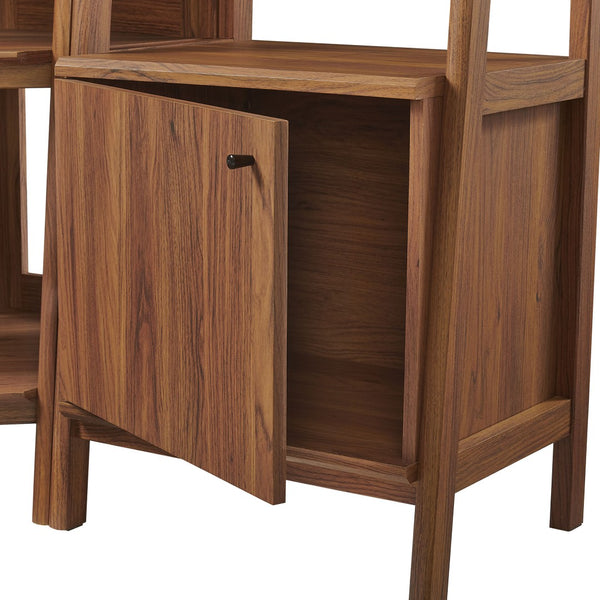 Modway Furniture Bixby 3-Piece Corner Bookshelf Set - Modern Space-Saving Storage with Open Shelves & Cabinets Walnut EEI-7470-WAL