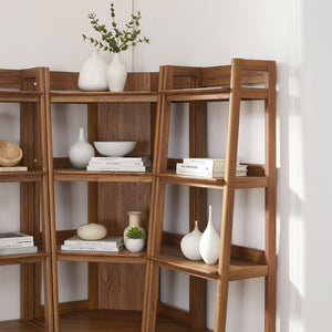 Modway Furniture Bixby 3-Piece Corner Bookshelf Set - Modern Space-Saving Storage with Open Shelves & Cabinets Walnut EEI-7470-WAL