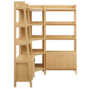 Modway Furniture Bixby 3-Piece Corner Bookshelf Set - Modern Open Shelving & Cabinets for Stylish Home Organization Oak EEI-7471-OAK