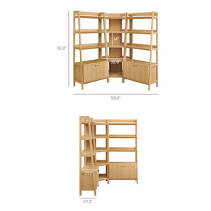 Modway Furniture Bixby 3-Piece Corner Bookshelf Set - Modern Open Shelving & Cabinets for Stylish Home Organization Oak EEI-7471-OAK
