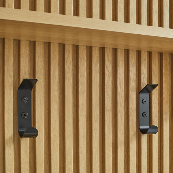 Modway Furniture Render Fluted Coat Rack Panel with Shelf - Stylish Mid-Century Wall-Mounted Storage Solution Light Oak EEI-7472-OAK