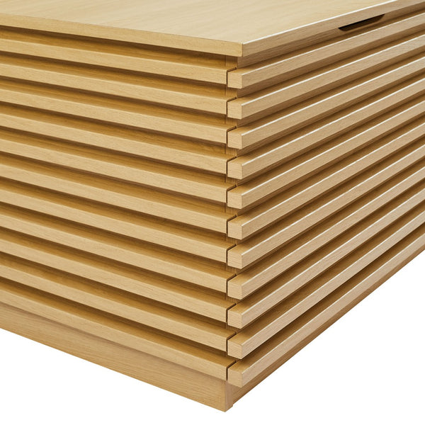 Modway Furniture Render Fluted 3-in-1 Hall Tree with Stylish Storage Bench and Coat Rack for Organized Entryways Oak EEI-7473-OAK