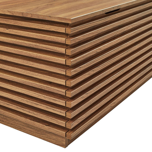 Modway Furniture Render Fluted 3-in-1 Hall Tree with Stylish Storage Bench and Coat Rack for Organized Entryways Walnut EEI-7473-WAL