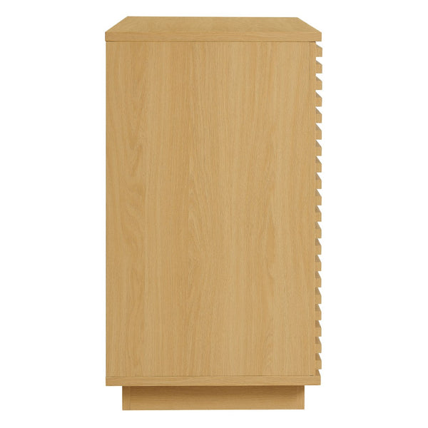 Modway Furniture Render 2-Door Fluted Accent Cabinet - Mid-Century Modern Storage Solution for Stylish Interiors Oak EEI-7476-OAK