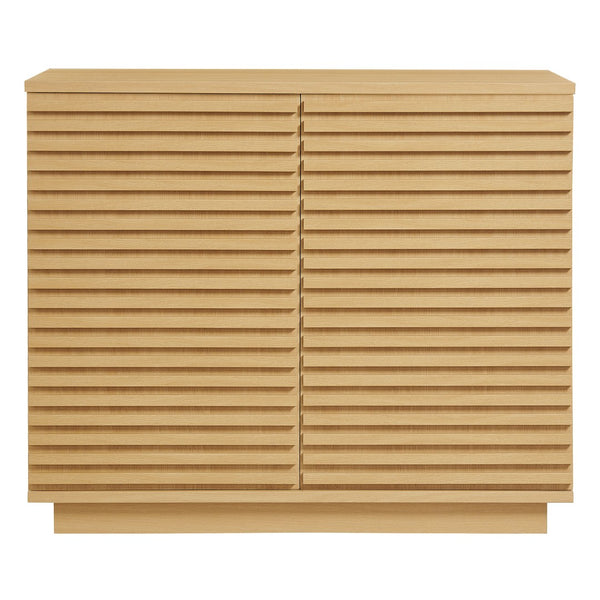 Modway Furniture Render 2-Door Fluted Accent Cabinet - Mid-Century Modern Storage Solution for Stylish Interiors Oak EEI-7476-OAK