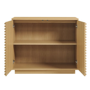 Modway Furniture Render 2-Door Fluted Accent Cabinet - Mid-Century Modern Storage Solution for Stylish Interiors Oak EEI-7476-OAK