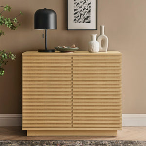Modway Furniture Render 2-Door Fluted Accent Cabinet - Mid-Century Modern Storage Solution for Stylish Interiors Oak EEI-7476-OAK