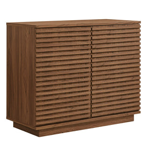 Modway Furniture Render 2-Door Fluted Accent Cabinet - Mid-Century Modern Storage Solution for Stylish Interiors Walnut EEI-7476-WAL