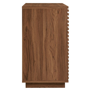 Modway Furniture Render 2-Door Fluted Accent Cabinet - Mid-Century Modern Storage Solution for Stylish Interiors Walnut EEI-7476-WAL