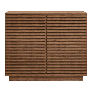 Modway Furniture Render 2-Door Fluted Accent Cabinet - Mid-Century Modern Storage Solution for Stylish Interiors Walnut EEI-7476-WAL