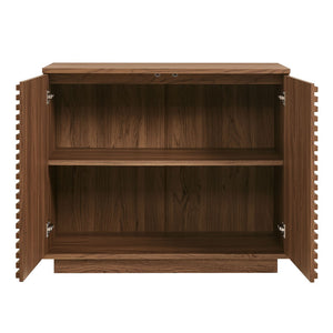 Modway Furniture Render 2-Door Fluted Accent Cabinet - Mid-Century Modern Storage Solution for Stylish Interiors Walnut EEI-7476-WAL