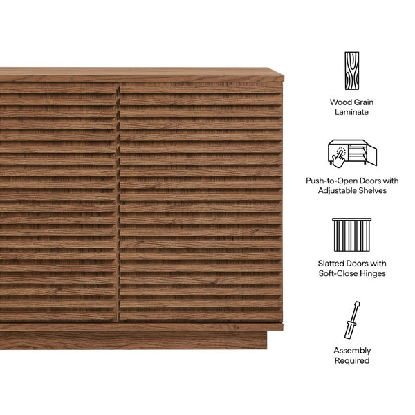 Modway Furniture Render 2-Door Fluted Accent Cabinet - Mid-Century Modern Storage Solution for Stylish Interiors Walnut EEI-7476-WAL