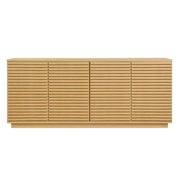Modway Furniture Render 4-Door Fluted Sideboard Cabinet - Elegant Mid-Century Buffet or TV Console for Modern Spaces Oak EEI-7477-OAK