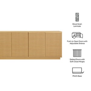 Modway Furniture Render 4-Door Fluted Sideboard Cabinet - Elegant Mid-Century Buffet or TV Console for Modern Spaces Oak EEI-7477-OAK