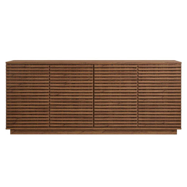 Modway Furniture Render 4-Door Fluted Sideboard Cabinet - Elegant Mid-Century Buffet or TV Console for Modern Spaces Walnut EEI-7477-WAL