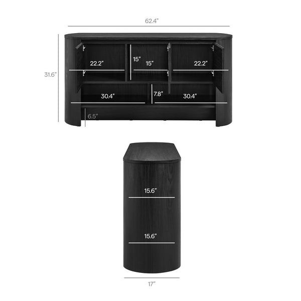 Modway Furniture Duval 62 Inch Oval Sideboard - Modern Storage Solution for Dining, Living, or Entryway Spaces Black EEI-7478-BLK