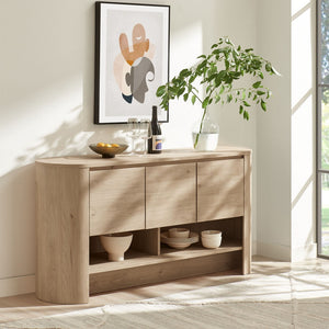 Modway Furniture Duval 62 Inch Oval Sideboard - Modern Storage Solution for Dining, Living, or Entryway Spaces Light Oak EEI-7478-LOA