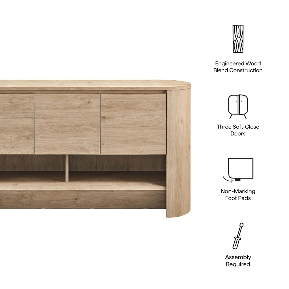 Modway Furniture Duval 62 Inch Oval Sideboard - Modern Storage Solution for Dining, Living, or Entryway Spaces Light Oak EEI-7478-LOA