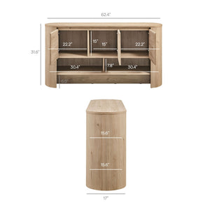 Modway Furniture Duval 62 Inch Oval Sideboard - Modern Storage Solution for Dining, Living, or Entryway Spaces Light Oak EEI-7478-LOA