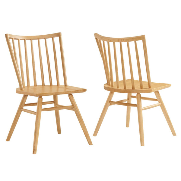 Modway Furniture Alvar Spindle Back Solid Wood Dining Chairs Scandinavian Mid-century Set for Two Ash EEI-7482-ASH