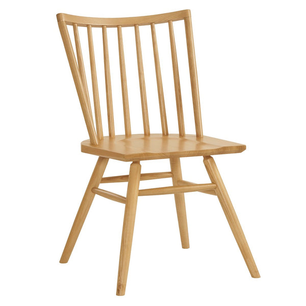 Modway Furniture Alvar Spindle Back Solid Wood Dining Chairs Scandinavian Mid-century Set for Two Ash EEI-7482-ASH