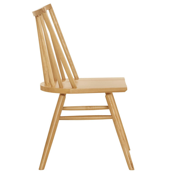Modway Furniture Alvar Spindle Back Solid Wood Dining Chairs Scandinavian Mid-century Set for Two Ash EEI-7482-ASH