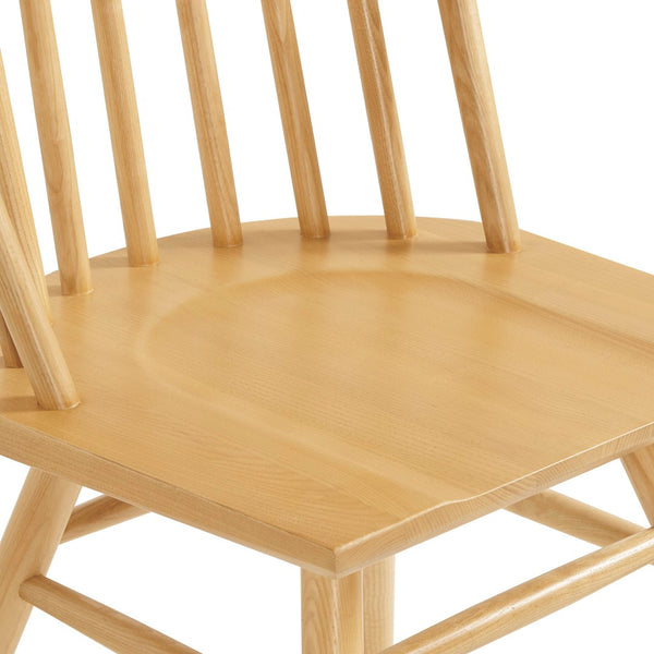 Modway Furniture Alvar Spindle Back Solid Wood Dining Chairs Scandinavian Mid-century Set for Two Ash EEI-7482-ASH