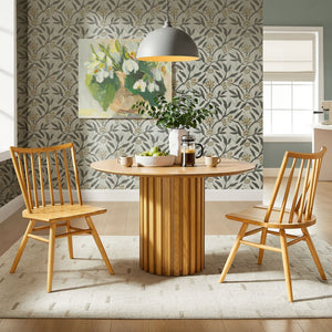 Modway Furniture Alvar Spindle Back Solid Wood Dining Chairs Scandinavian Mid-century Set for Two Ash EEI-7482-ASH