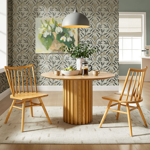 Modway Furniture Alvar Spindle Back Solid Wood Dining Chairs Scandinavian Mid-century Set for Two Ash EEI-7482-ASH