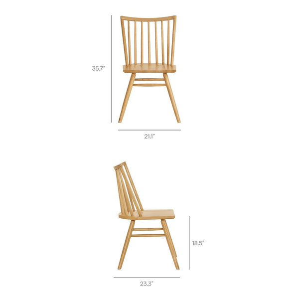Modway Furniture Alvar Spindle Back Solid Wood Dining Chairs Scandinavian Mid-century Set for Two Ash EEI-7482-ASH