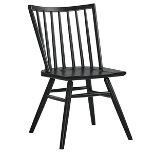 Modway Furniture Alvar Spindle Back Solid Wood Dining Chairs Scandinavian Mid-century Set for Two Black EEI-7482-BLK