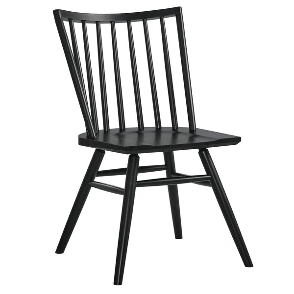 Modway Furniture Alvar Spindle Back Solid Wood Dining Chairs Scandinavian Mid-century Set for Two Black EEI-7482-BLK