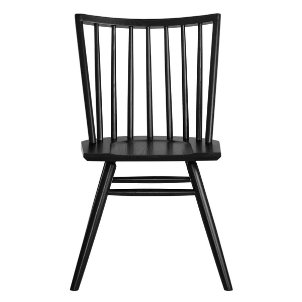 Modway Furniture Alvar Spindle Back Solid Wood Dining Chairs Scandinavian Mid-century Set for Two Black EEI-7482-BLK