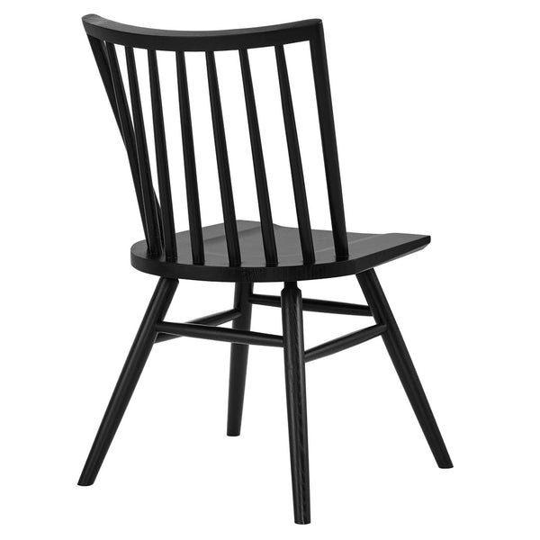 Modway Furniture Alvar Spindle Back Solid Wood Dining Chairs Scandinavian Mid-century Set for Two Black EEI-7482-BLK