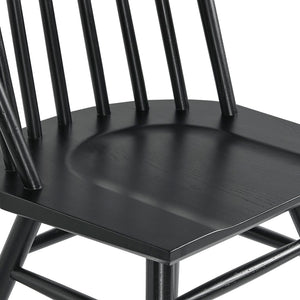 Modway Furniture Alvar Spindle Back Solid Wood Dining Chairs Scandinavian Mid-century Set for Two Black EEI-7482-BLK