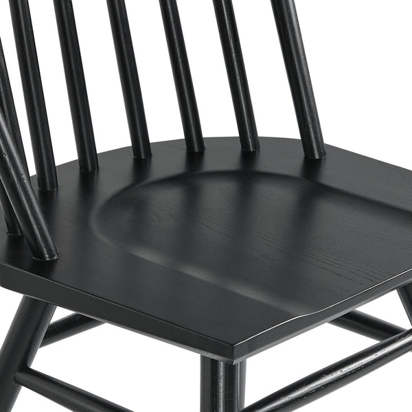 Modway Furniture Alvar Spindle Back Solid Wood Dining Chairs Scandinavian Mid-century Set for Two Black EEI-7482-BLK