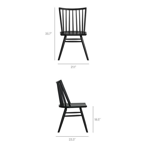Modway Furniture Alvar Spindle Back Solid Wood Dining Chairs Scandinavian Mid-century Set for Two Black EEI-7482-BLK