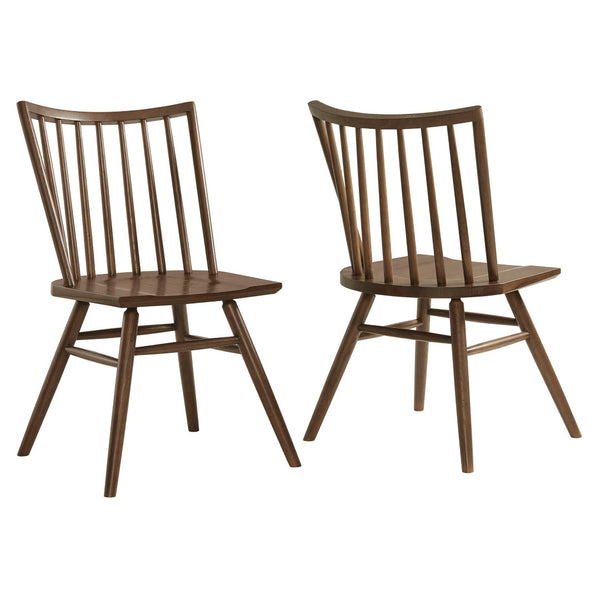 Modway Furniture Alvar Spindle Back Solid Wood Dining Chairs Scandinavian Mid-century Set for Two Walnut EEI-7482-WAL