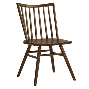 Modway Furniture Alvar Spindle Back Solid Wood Dining Chairs Scandinavian Mid-century Set for Two Walnut EEI-7482-WAL
