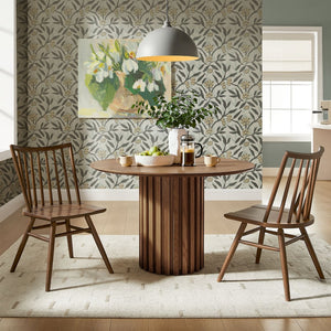 Modway Furniture Alvar Spindle Back Solid Wood Dining Chairs Scandinavian Mid-century Set for Two Walnut EEI-7482-WAL