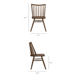 Modway Furniture Alvar Spindle Back Solid Wood Dining Chairs Scandinavian Mid-century Set for Two Walnut EEI-7482-WAL
