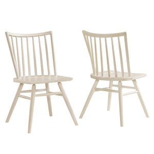 Modway Furniture Alvar Spindle Back Solid Wood Dining Chairs Scandinavian Mid-century Set for Two White Wash EEI-7482-WWA