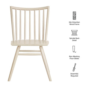 Modway Furniture Alvar Spindle Back Solid Wood Dining Chairs Scandinavian Mid-century Set for Two White Wash EEI-7482-WWA