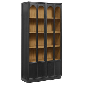 Modway Furniture Anwen Solid Wood and Glass Display Cabinet - Timeless Elegance for Stylish Home Storage Solutions Black Oak EEI-7484-BLK-OAK