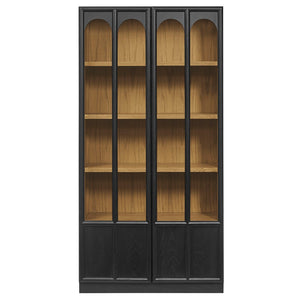 Modway Furniture Anwen Solid Wood and Glass Display Cabinet - Timeless Elegance for Stylish Home Storage Solutions Black Oak EEI-7484-BLK-OAK