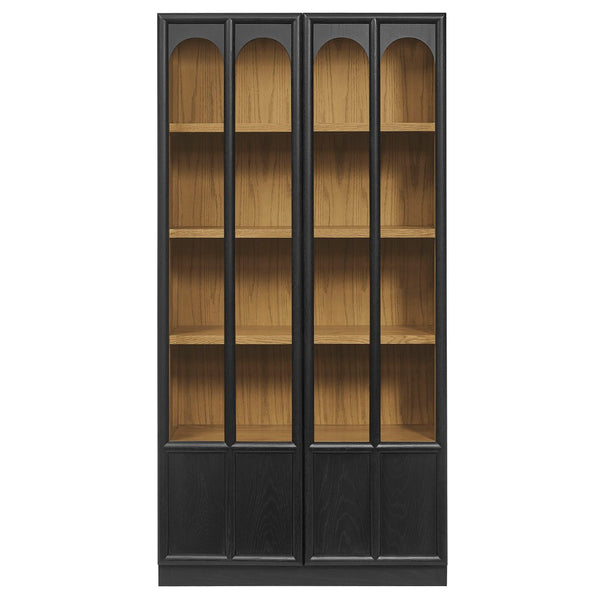 Modway Furniture Anwen Solid Wood and Glass Display Cabinet - Timeless Elegance for Stylish Home Storage Solutions Black Oak EEI-7484-BLK-OAK